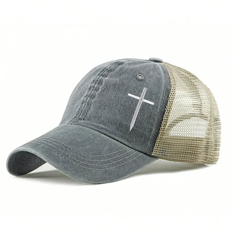 Unisex Casual Retro Cross Color Block Curved Eaves Baseball Cap