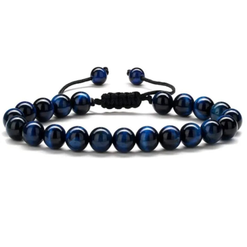 Retro Classic Style Geometric natural stone Volcanic rock Tiger Eye Bracelets In Bulk