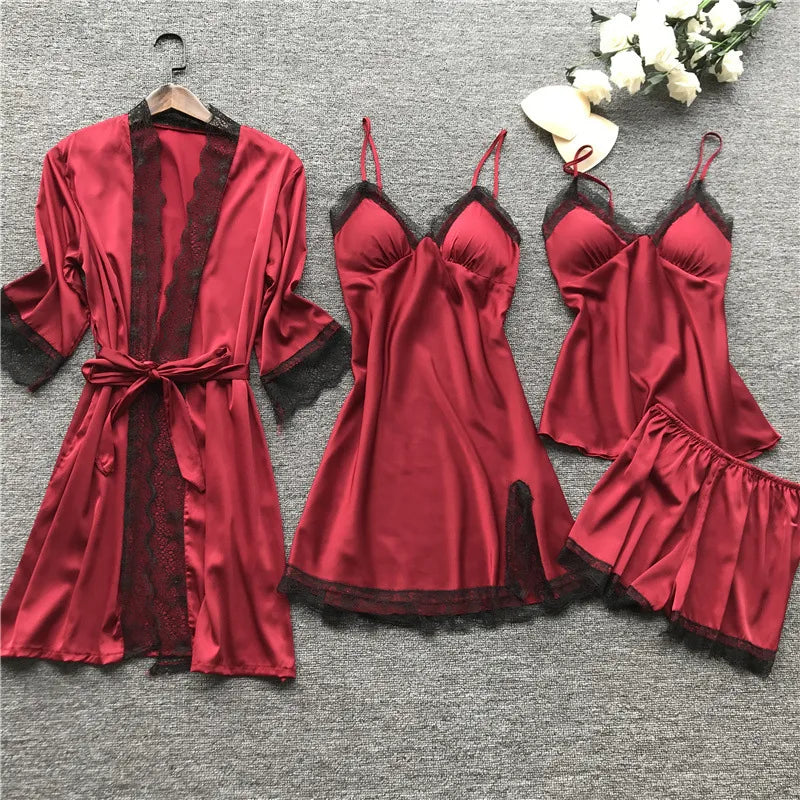 solid color sexy lace pajamas