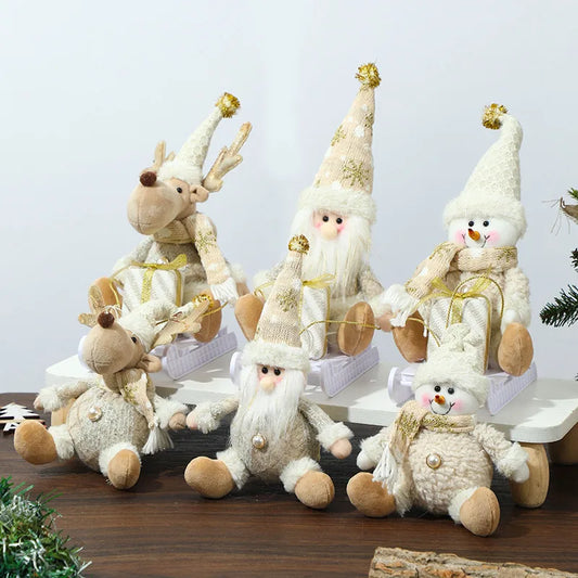 Christmas Decorations Knitted Foam Dolls Snowman Skiing Santa Claus Window Display Ornaments Festive Country New Style