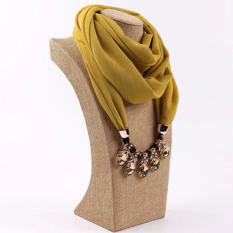 women's elegant solid color chiffon tassel scarf