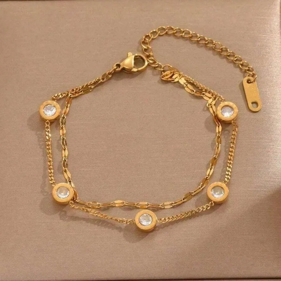 Simple Style Commute Heart Shape 304 Stainless Steel 18K Gold Plated Lip chain cable chain Bracelets In Bulk