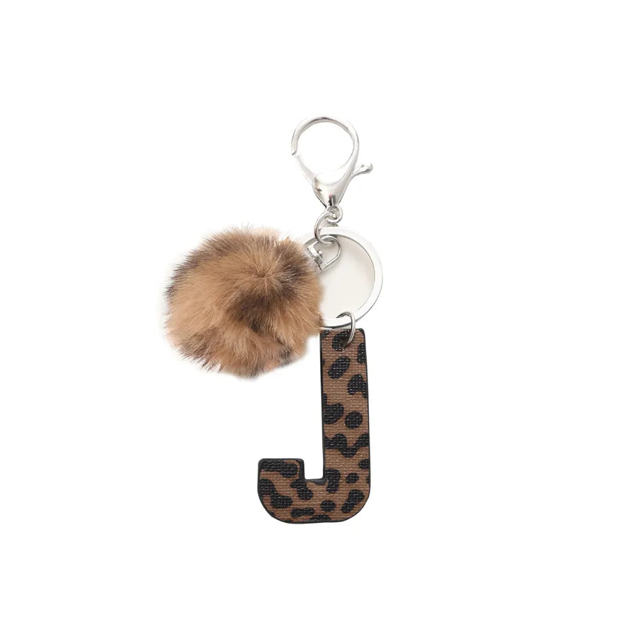 retro leopard pu leather bag pendant keychain