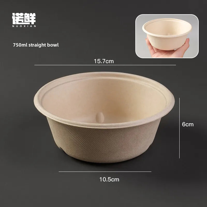 Disposable paper bowl tableware set paper bowl commercial household bowl degradable whole box disposable round bowl