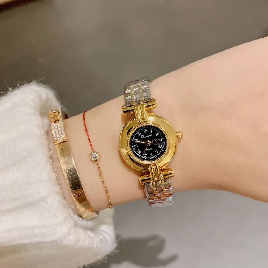 Classic Style Color Block Solid Color Butterfly Double Snap Quartz Watch Women's Watches