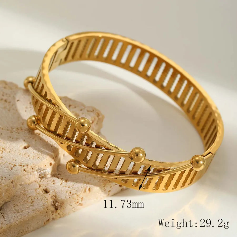 Elegant Simple Style Classic Style Geometric Solid Color 304 Stainless Steel 18K Gold Plated Bangle In Bulk
