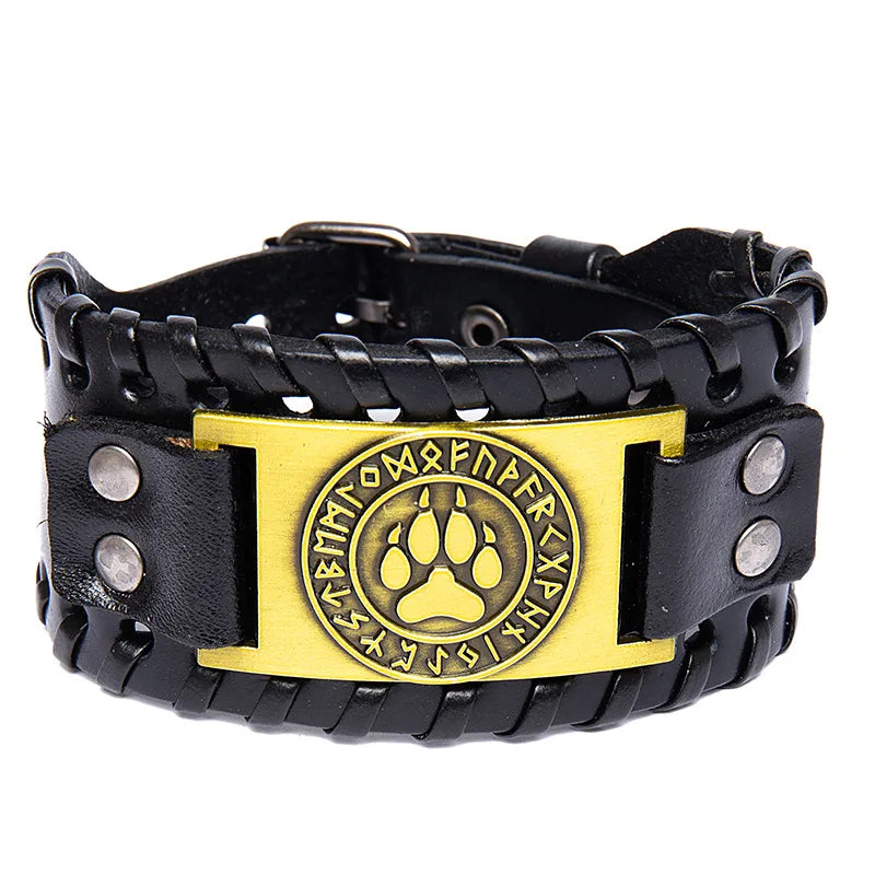 New Arrival Bracelet  Handmade Genuine Leather Bracelet   Double Layer Hand-Shaped Brush Wide Leather Bracelet Bangle