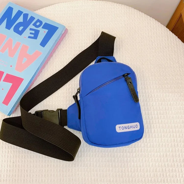 Boy'S Nylon Solid Color Streetwear Oval Zipper Fanny Pack
