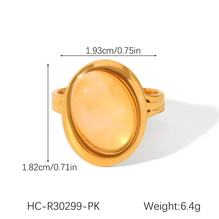 Wholesale Jewelry Casual Commute Shiny Round 304 Stainless Steel Crystal Pearl 18K Gold Plated Open Rings Rings