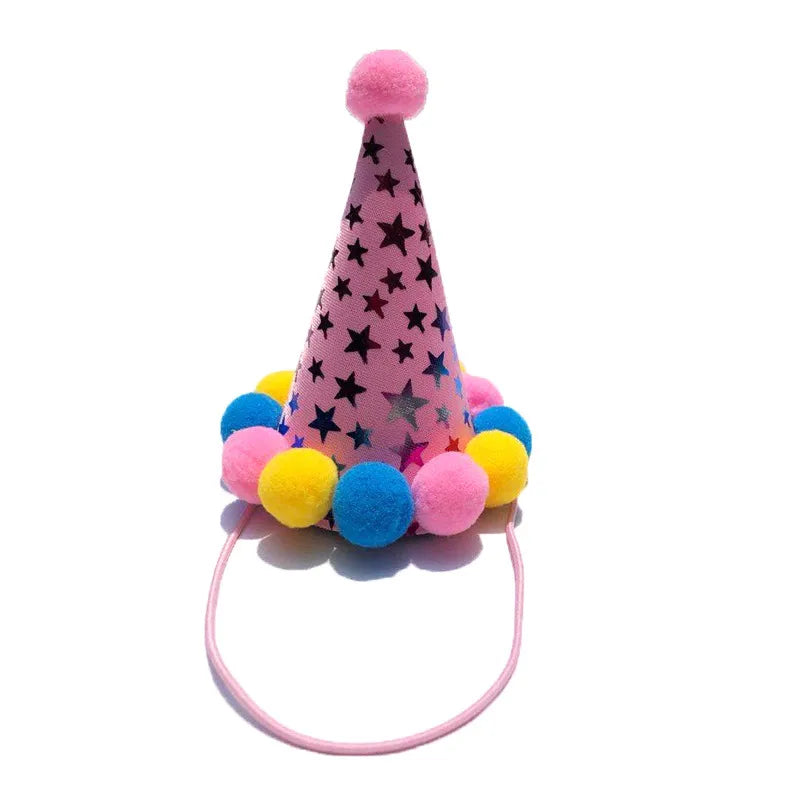 Cute Polyester Birthday Cartoon Printing pet saliva towel Pet Hat