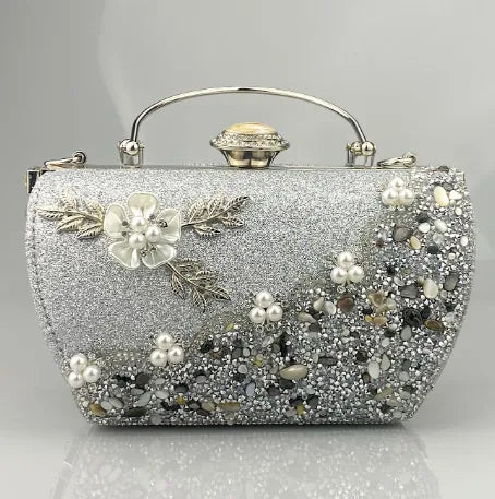 Rhinestone Polyester Geometric Flower Trapezoid Evening Bags