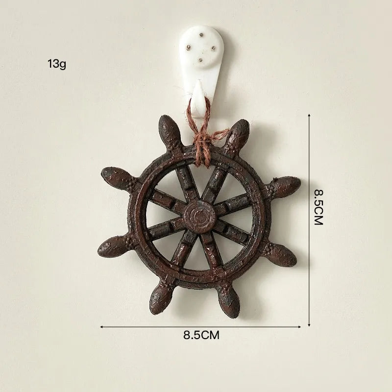 Detachable Handle Mediterranean Sailor Home Wall Hanging Steering Wheel Decor Bar Wall Background Wooden Crafts