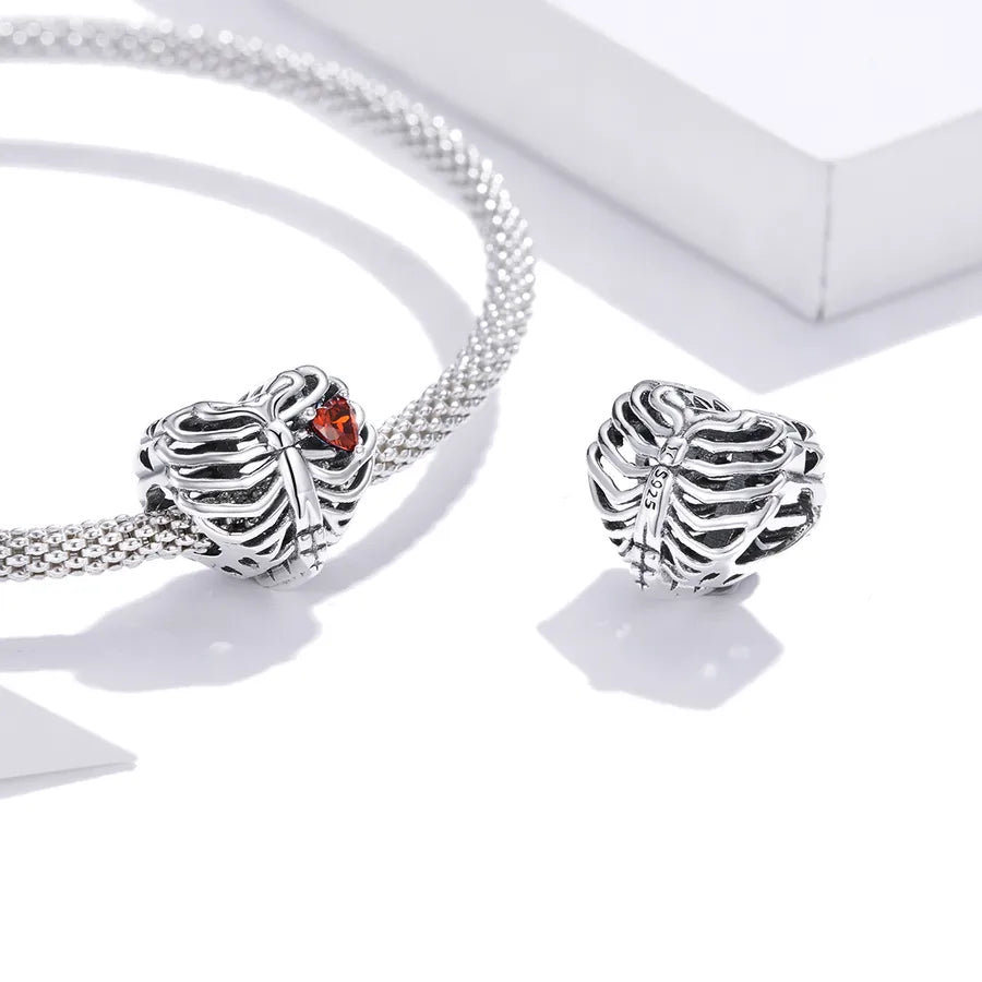 1 Piece 12*11mm 925 Sterling Silver Zircon Heart Shape Skeleton Jewelry Accessories