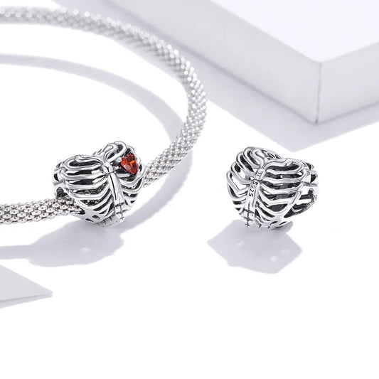 1 Piece 12*11mm 925 Sterling Silver Zircon Heart Shape Skeleton Jewelry Accessories
