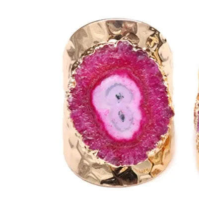 exaggerated irregular flower gem metal gold plated gem crystal wholesale open ring