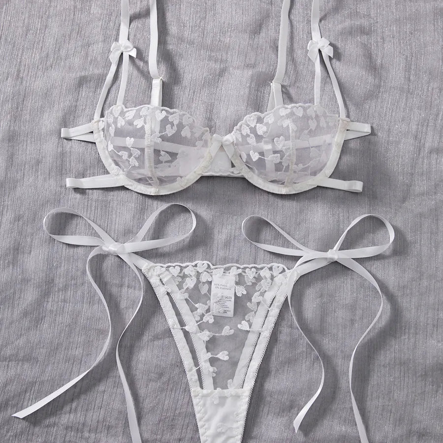 Women's Sexy Plant Sexy Lingerie Sets Home Honeymoon Sheer Bra Low Waist Bandage See-Through Sexy Lingerie