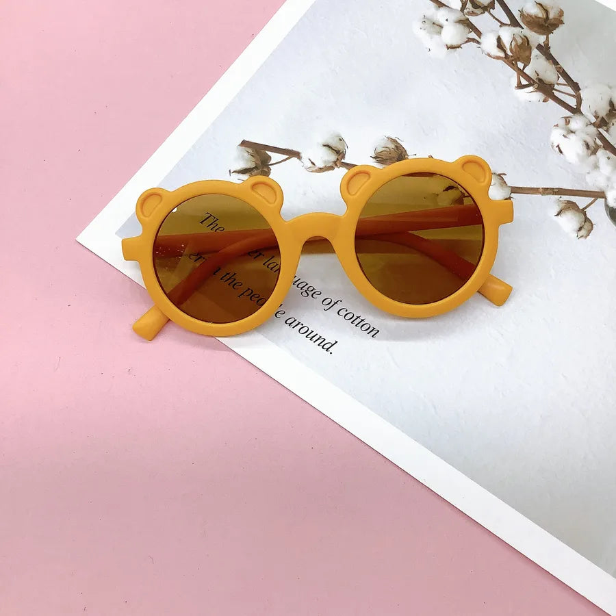 Retro Bear Matte UV400 Kids Sunglasses Unisex Children's Fashionable Sun Protection Glasses Non-Polarized Party Outing Fishing