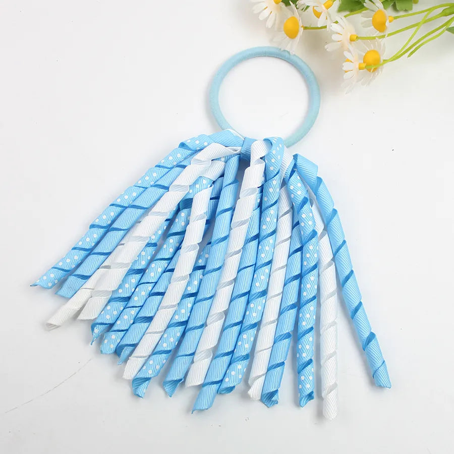 explosions girls' hair accessories wave point printing roll belt head rope rubber band children's accessories long ponytail hair accessories wholesale