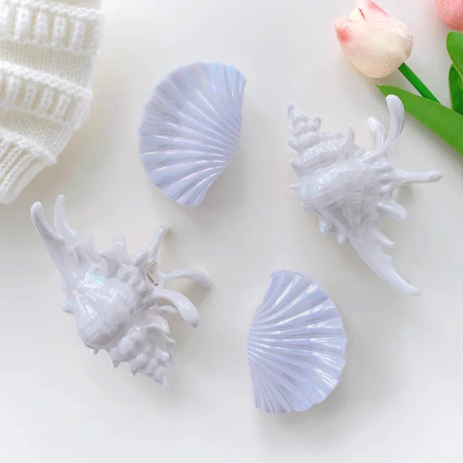 Summer Beach Vacation Style Shell Shark Hair Claw Acrylic Material Holiday Headwear Women's Hair Accessories Ocean Series