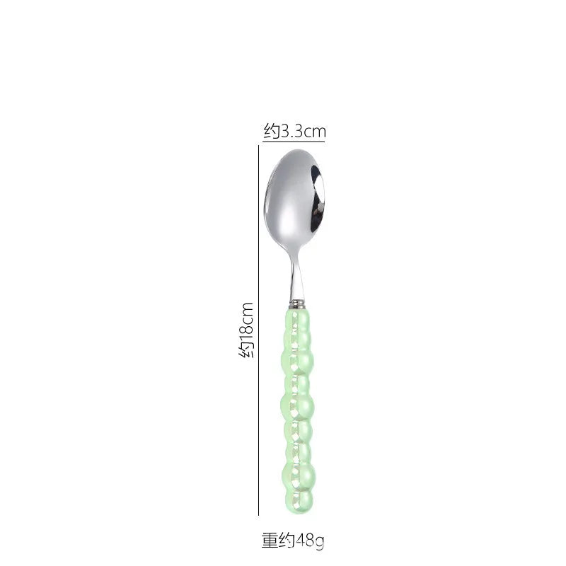 Casual Geometry Stainless Steel ceramics spoon Tableware 1 Piece
