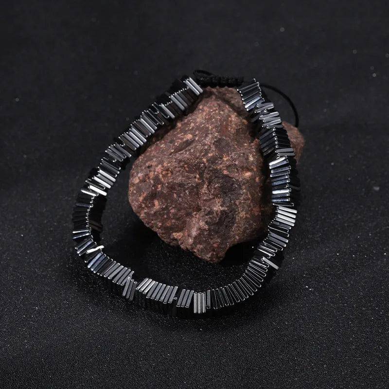 Streetwear Geometric black gallstone Unisex Drawstring Bracelets Men Beaded Bracelets