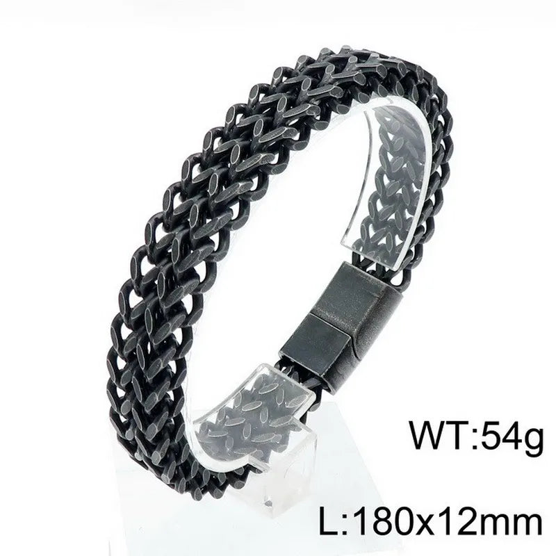 Hip-Hop Retro Color Block Titanium Steel Plating 18K Gold Plated Men's Bracelets