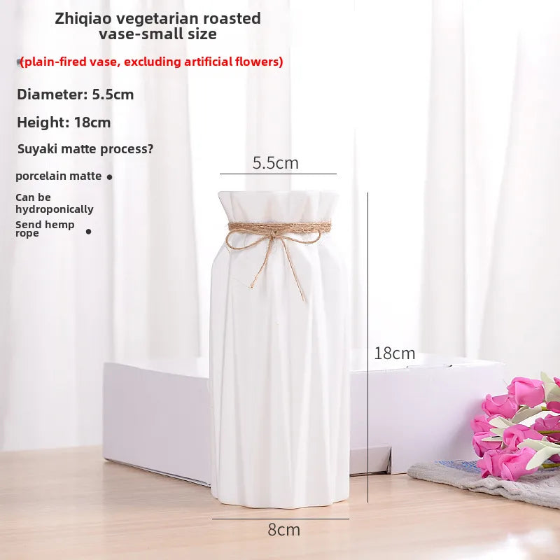 Simple Modern Star Ceramic Vase Ornaments Living Room White Porcelain Fresh Dried Flower Creative Ceramic Flower Set