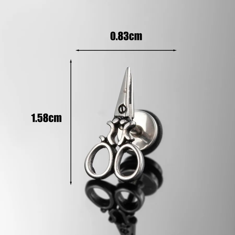 1 Piece Hip-Hop Rock Cool Style Scissors Wrench Key 316 Stainless Steel  Ear Studs