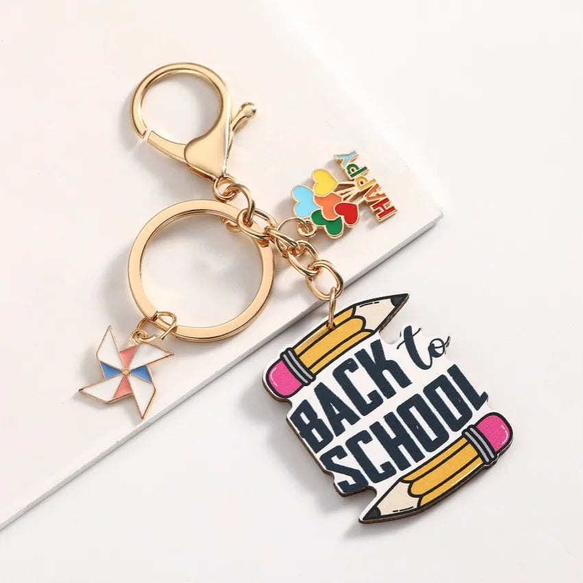 Cute Letter Heart Shape Windmill Wood Unisex Keychain