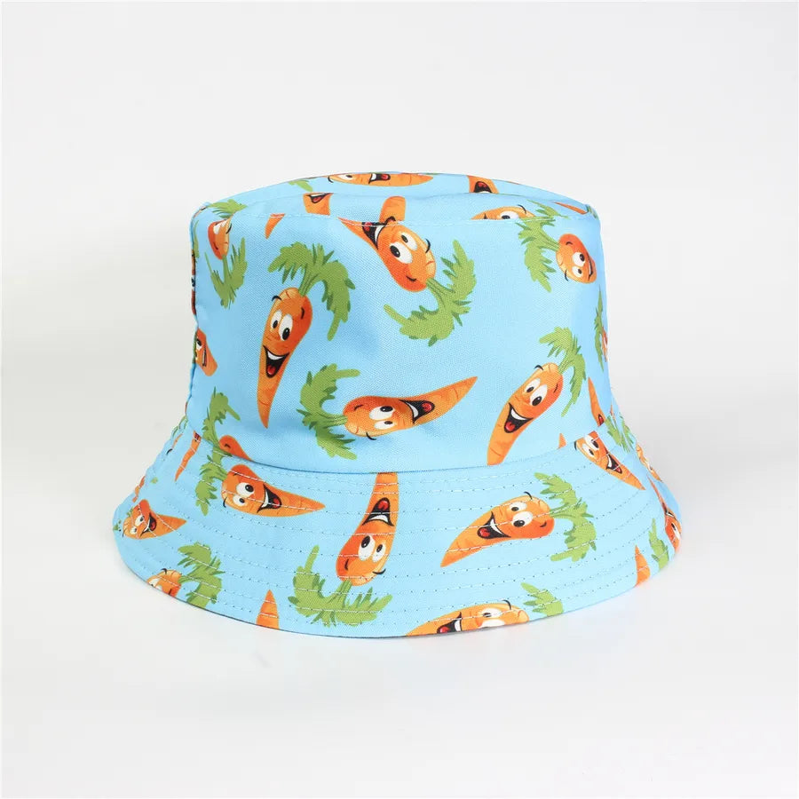Double-Sided Fisherman Hat Women's Floral Print Sunshade Leaf Animal Cartoon Bucket Cap Spring Summer Elegant Casual Style