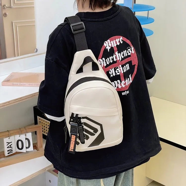 Kid'S Nylon Geometric Streetwear Oval Zipper Fanny Pack