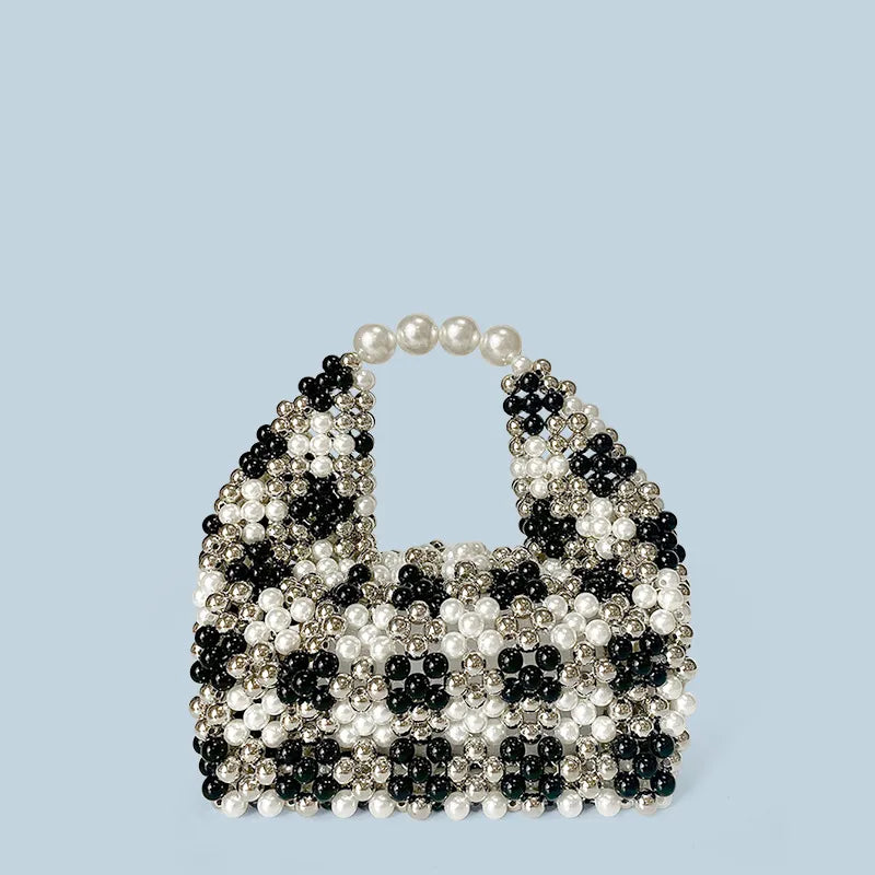 Women's Small Plastic Solid Color Elegant Streetwear Beading Pillow Shape String Bucket Bag