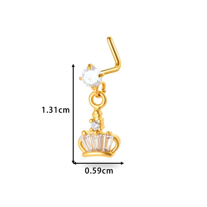 1 Piece Nose Rings & Studs Simple Style Classic Style Flower Copper Flowers Zircon Nose Rings & Studs