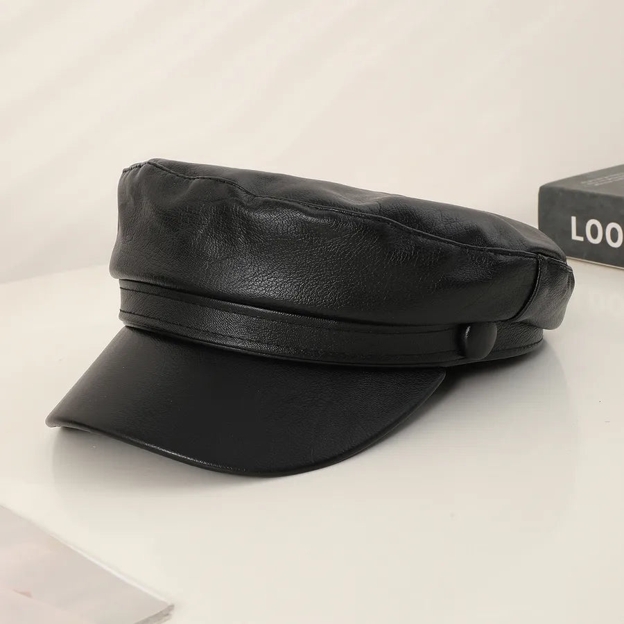 Women's Simple Style Korean Style Solid Color Belt Buckle Curved Eaves Newsboy Cap
