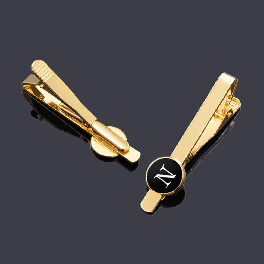 creative 26 english letters tie clip wedding bridegroom business exquisite copper material men and women accessories