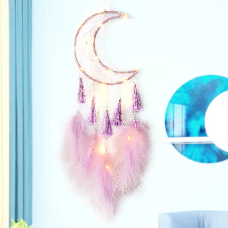 Simple Style Moon Feather Iron Dreamcatcher Wall Art