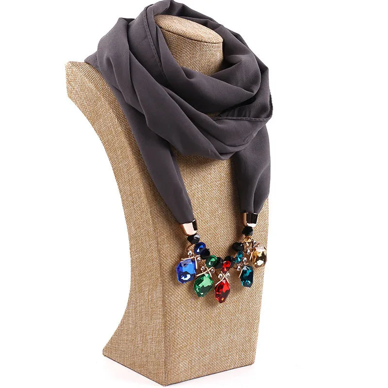 women's elegant solid color chiffon tassel scarf