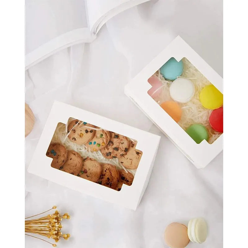 Window Opening Cake Box White Card Macaron Pastry Packaging Paper Box Dessert Food Baking Disposable Paper Cup