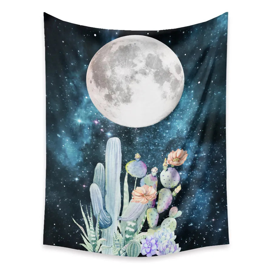 moon phase flowers printing bedroom decoration wall cloth wholesale nihaodropshipping