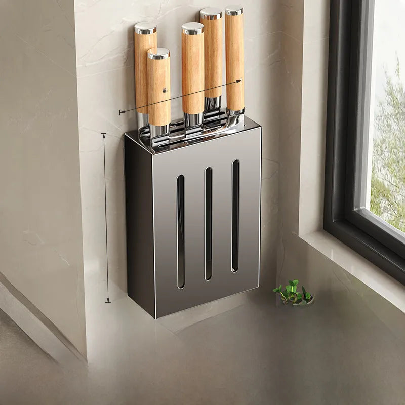 Kitchen knife holder knife storage rack punch-free wall-mounted storage box knife kitchen knife household knife storage seat