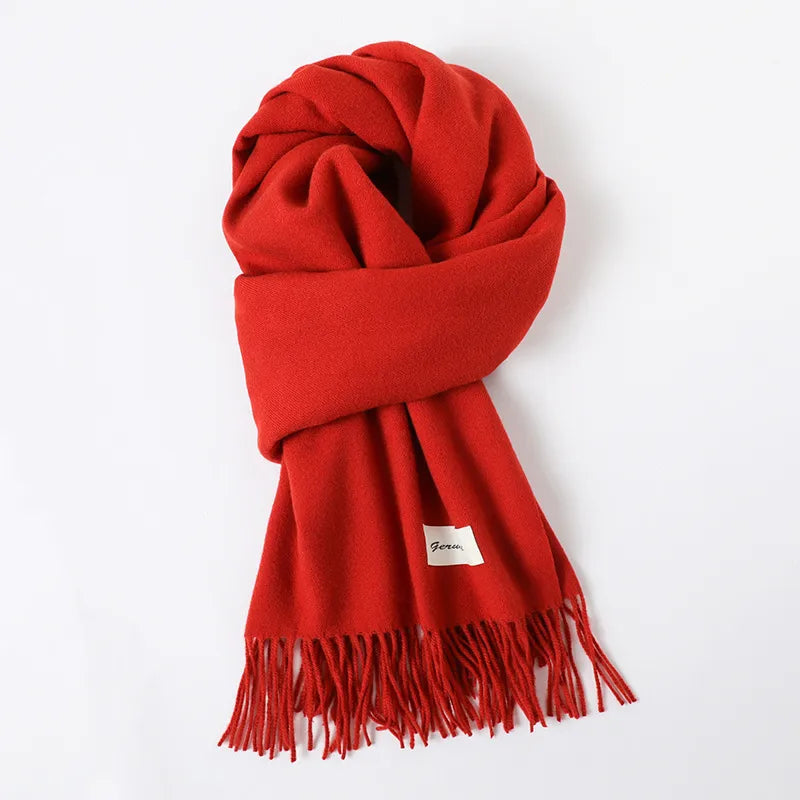 women's simple style solid color imitation cashmere scarf