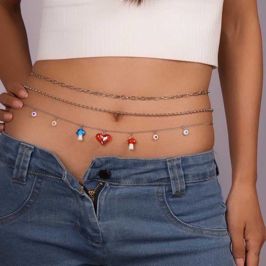 Ornament New Fashion Hot Selling Three-Dimensional Mushroom Love Waist Chain Suit All-Matching Sexy Belt Ornament