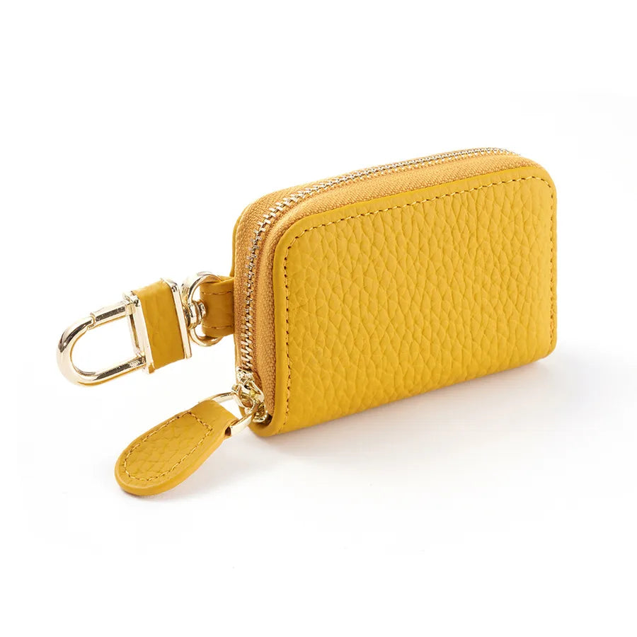 universal leather car key case  utility vehicle key case portable double zipper key case