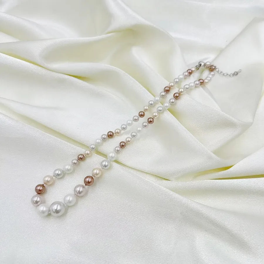 Elegant Round Colorful Artificial Pearl Beaded Chain Beaded Necklaces Wholesale