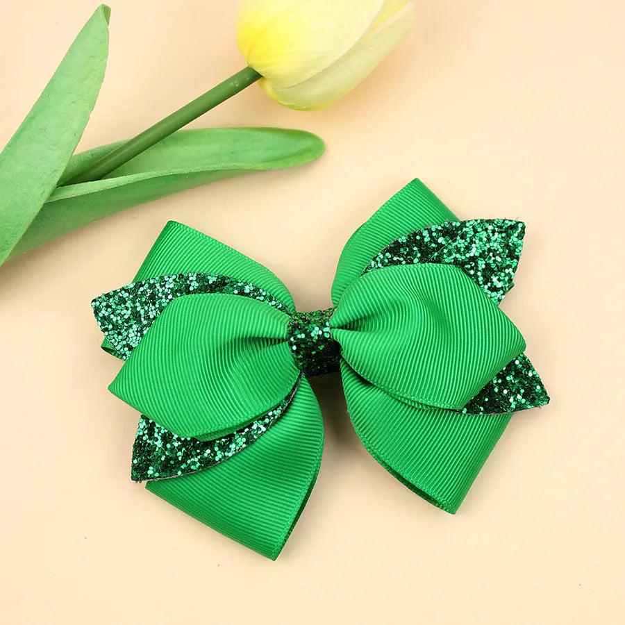 Europe and the United States new double-layer children's glitter film bow hair accessories girls hair clips cute girls hair accessories
