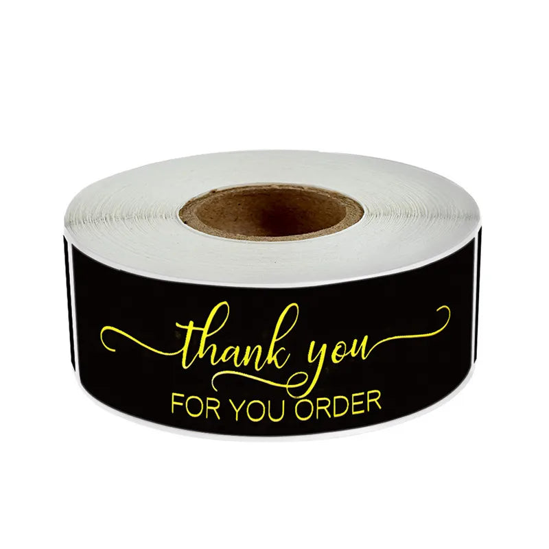 pink black blue white bronzing thank you sticker gift label