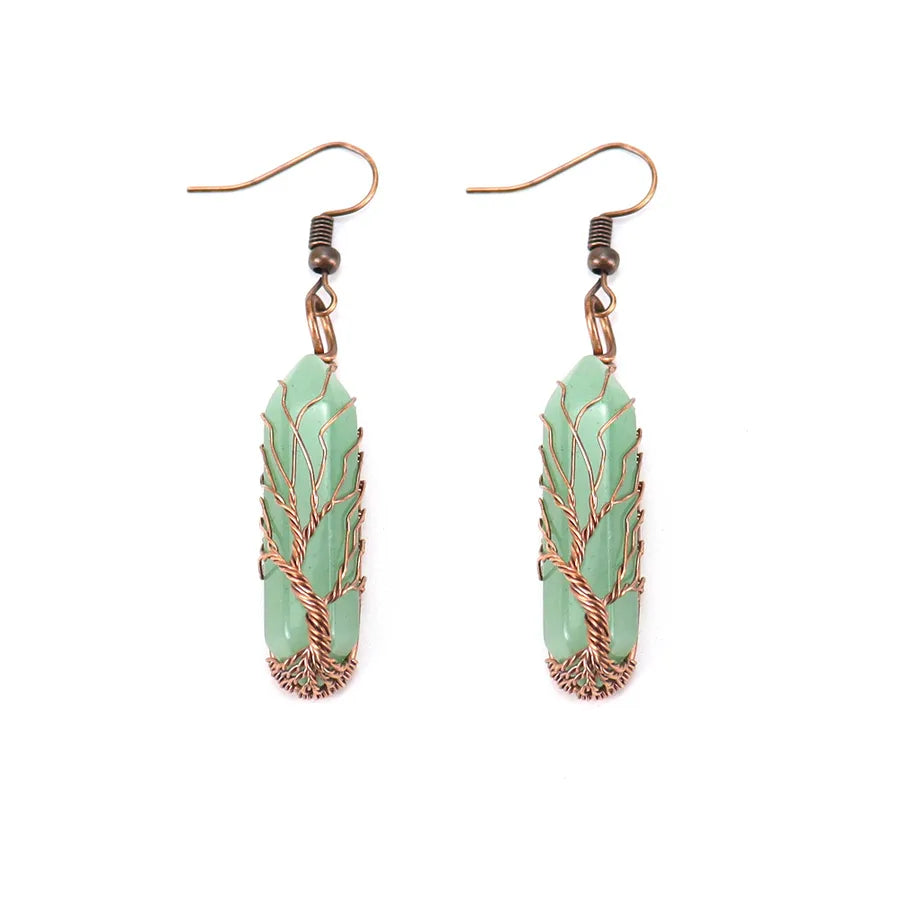 fashion hexagon prism artificial crystal copper plating drop earrings 1 pair