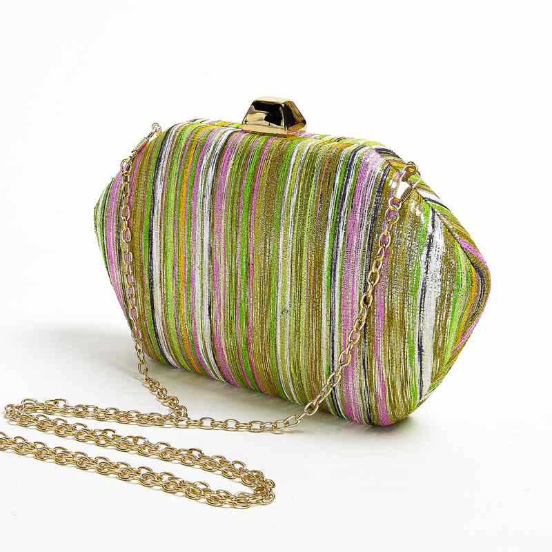Polyester Stripe Polygon Evening Bags