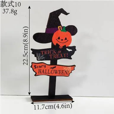 Wooden Halloween Decorations Ghost Festival Props Pumpkin Sprite Letter Wooden Ornaments Ghost Wooden Display Stand