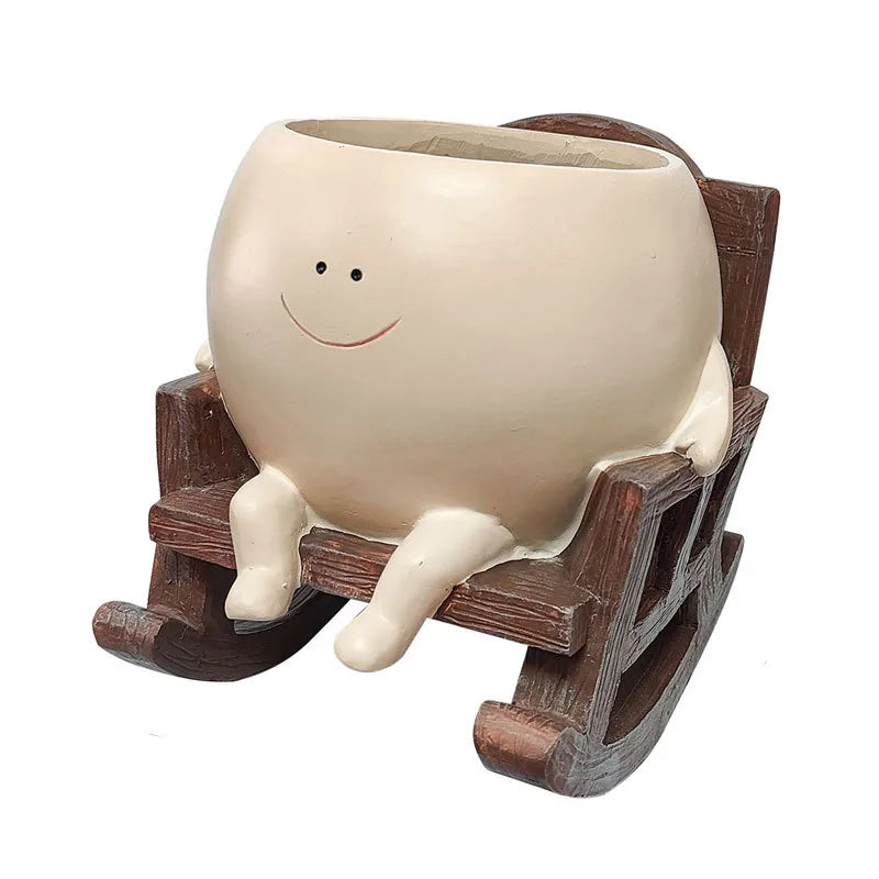 Cute Rocking Chair Resin Flowerpot Artificial Decorations